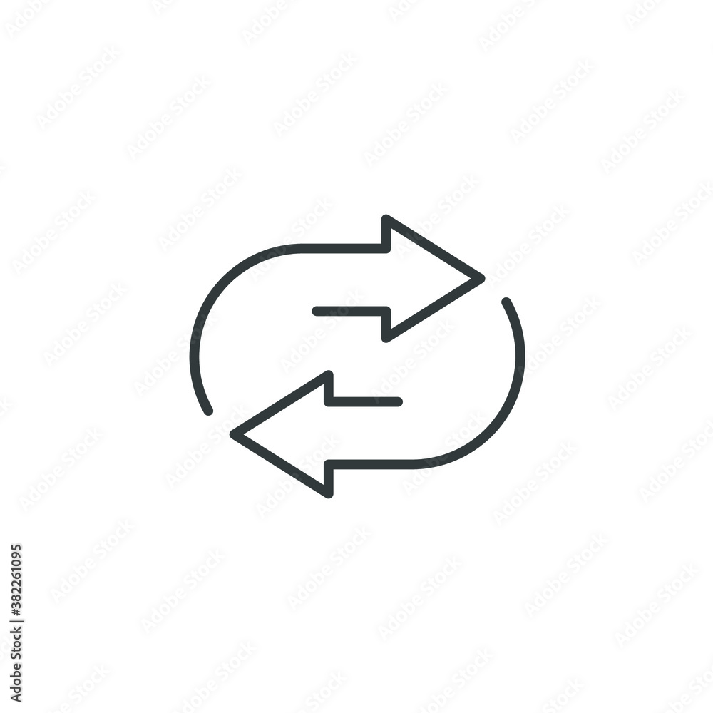 Poster double reverse arrow, replace icon, exchange linear sign on white background - editable vector illus