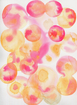 Orange and pink watercolor colorful circles