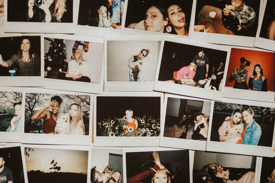 Polaroids images of friends in happier times