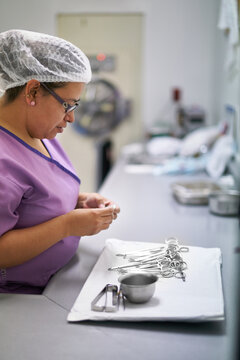 Sterilization Technician preparing for surgery