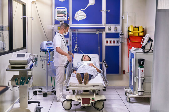 Doctor and a patient at an ICU