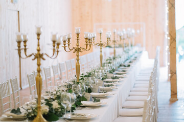 Long table decorated for a wedding