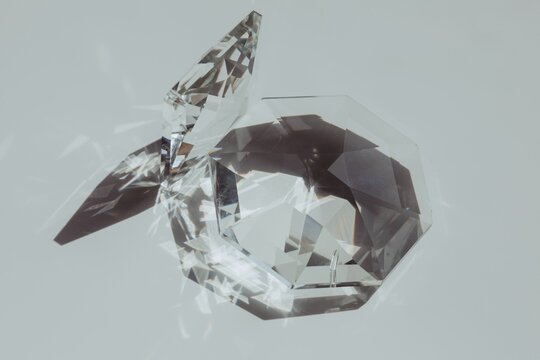 Transparent crystal in sunlight