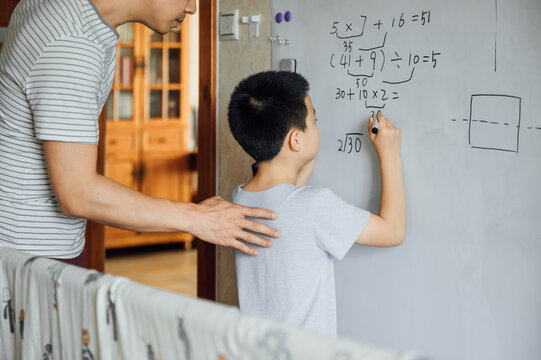 Boy learning at home