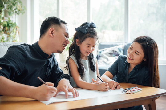 Family painting at home