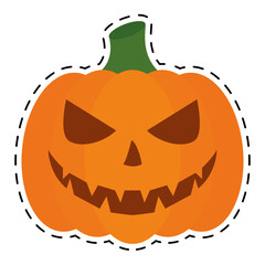 Isolated pumpkin halloween october scary icon sticker- Vector