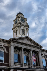 Fototapeta na wymiar Town Hall of Irvington, NY clock tower