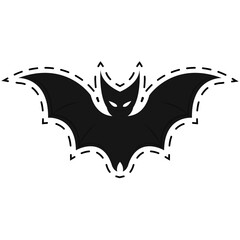 Isolated bat halloween october scary icon sticker- Vector
