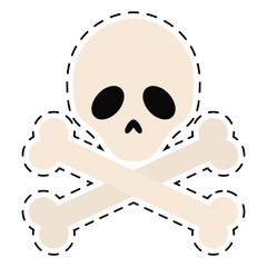 Isolated skull halloween october scary icon sticker- Vector