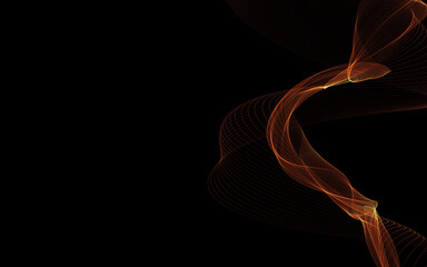Dark abstract background with a glowing abstract waves