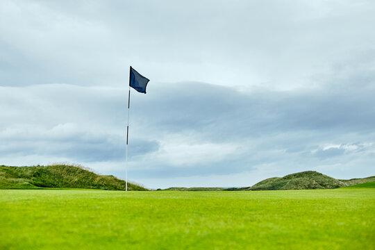 blue flag at the golf course.