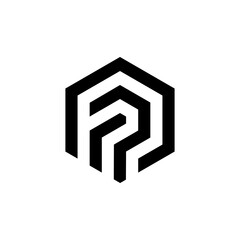 Letter P in hexagon logo design vecto