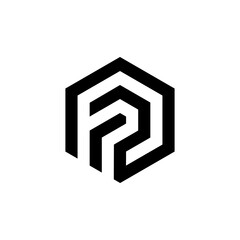 Letter P in hexagon logo design vecto