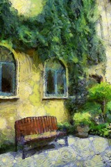 Obraz premium Italian Architecture in thailand Illustrations creates an impressionist style of painting.