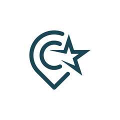 Pin map star logo design vector