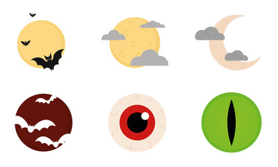 Isolated set halloween october scary icon- Vector