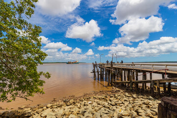 Nieuw Amsterdam Pier On The Suriname River Bank In South America