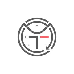 Clock and letter TM logo design vector