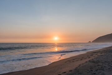 Beautiful Point Mugu sunset enhanced by the recent wild fires, Southern California