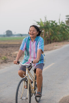 Grandmother riding bicycle