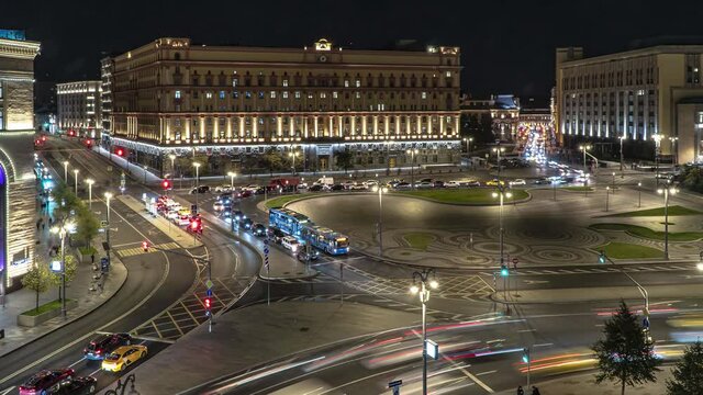 Moscow, Lubyanka square , the FSB building, time lapse