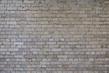 White vintage Bumpy, rough and old brick texture of lightweight concrete with English brick bond pattern.