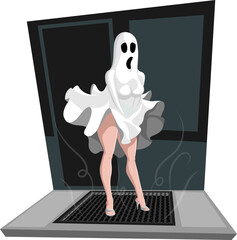 Ghost emulating Marylin Monroe scene on halloween
