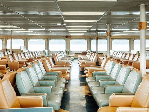 Row of Seats on Ferry on Puget sound