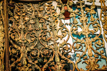 View of the facade of a building in the downtown of Lisbon in Portugal
