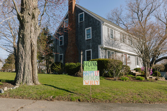 Drive By Birthday Party Sign In Neighborhood During Pandemic