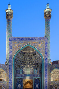 Colorful Iranian Mosque At Blue Hour In Iran