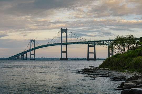 Sunset Image of Newport Bridge in Newport, Rhode Island