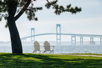 Naklejka premium Beautiful View of Newport Bridge in Newport, Rhode Island