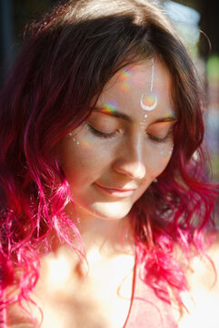 Girl with pink hair