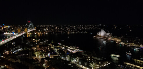 Fototapeta premium Sydney Harbor at night from above