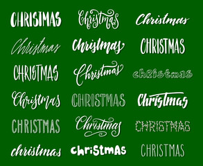Handwritten Christmas modern calligraphy lettering set