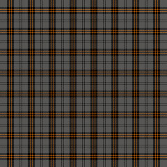 Halloween Tartan plaid. Scottish pattern in black, orange and gray cage. Scottish cage. Traditional Scottish checkered background. Seamless fabric texture. Vector illustration