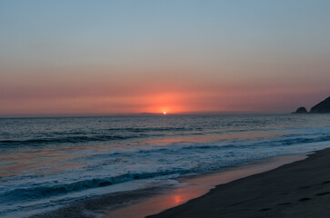 Beautiful Point Mugu sunset enhanced by the recent wild fires, Southern California