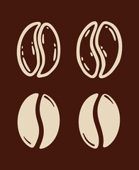 Roasted coffee beans, set caffeine symbol