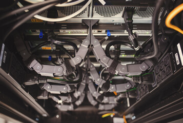 Server rack cable managment inside server cabinet.