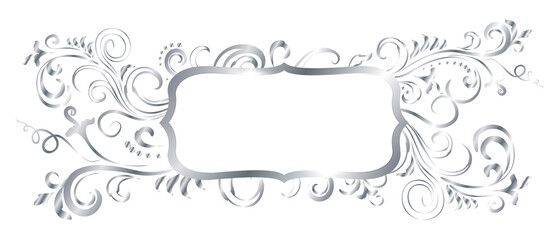Silver shiny glowing ornate frame isolated over white