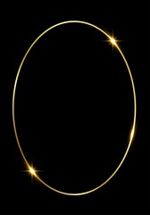 Golden shiny glowing frame isolated over black