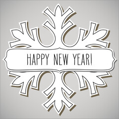 Paper snowflake frame and New Year greetings