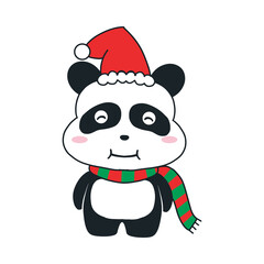 cute panda christmas cartoon illustration