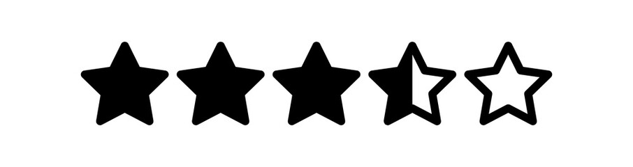 Three and a half Stars Rating Vector illustration for any purposes.