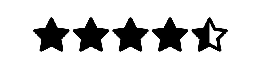 Four and a Half Stars Rating Vector illustration for any purposes.