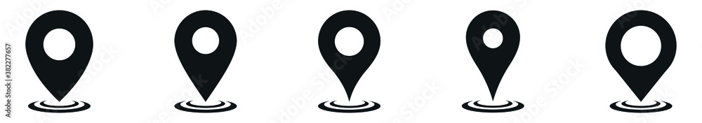 Poster Set of location icons. Modern map markers, Map pin place marker icon for apps and websites, map pointer icon