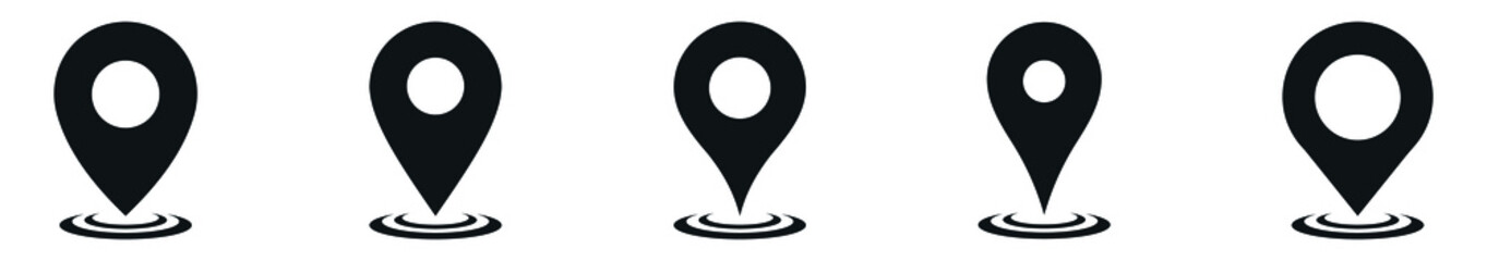 Set of location icons. Modern map markers, Map pin place marker icon for apps and websites, map pointer icon