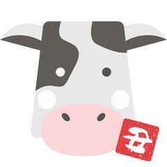 干支のイラスト　うし　ウシ　牛　丑　顔　アイコン
Illustration of the zodiac. Illustration of a cow. Face icon.