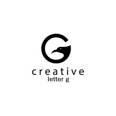 Letter G Creative Logo  Black Circle Bird Illustration Design Template Vector